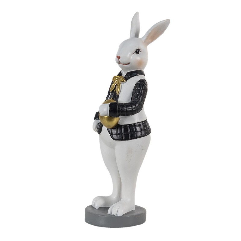 Dekorace králík v černé košili držící zlaté vajíčko - 7*7*20 cm Clayre & Eef Dekorace králík v černé košili držící zlaté vajíčko - 7*7*20 cm Clayre & Eef