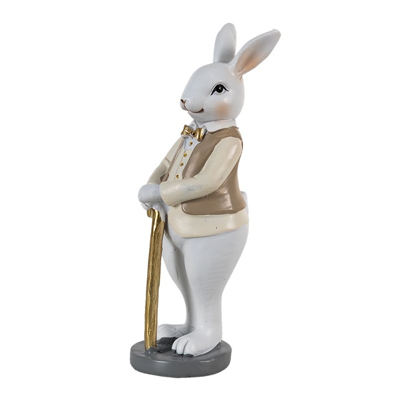 Dekorace králík v béžové košili se zlatou holí - 5*5*15 cm Clayre & Eef Dekorace králík v béžové košili se zlatou holí - 5*5*15 cm Clayre & Eef