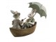 Dekorace králíci na loďce s deštníkem - 14*10*12 cm Clayre & Eef