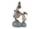 Dekorace králíčci na kamenech držící vajíčko - 10*6*17 cm Clayre & Eef