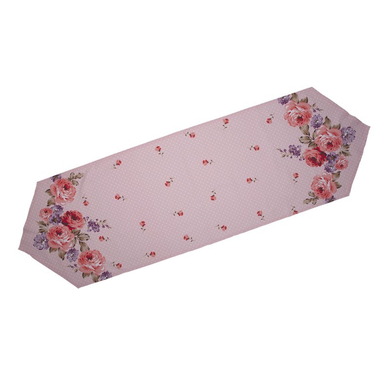 Růžový bavlněný běhoun na stůl s růžemi Dotty Rose - 50*160 cm Clayre & Eef Růžový bavlněný běhoun na stůl s růžemi Dotty Rose - 50*160 cm Clayre & Eef