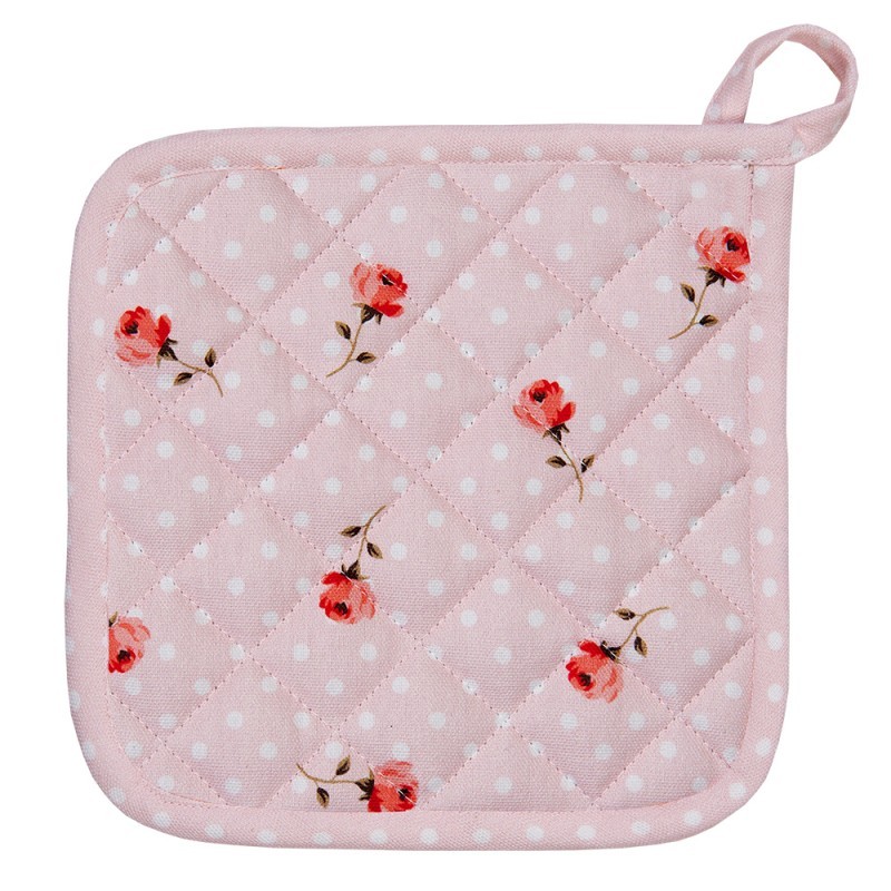 Růžová bavlněná chňapka - podložka s růžemi Dotty Rose - 20*20 cm Clayre & Eef Růžová bavlněná chňapka - podložka s růžemi Dotty Rose - 20*20 cm Clayre & Eef
