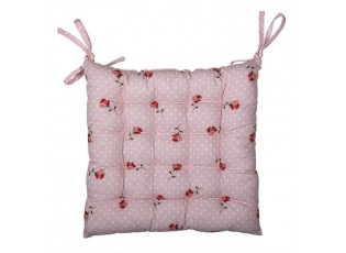 Růžový bavlněný podsedák s výplní s růžemi Dotty Rose - 40*40*4 cm