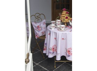 Růžový kulatý ubrus na stůl s růžemi Dotty Rose - Ø 170 cm