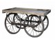 Retro kovový vozík na velikých kolech s dřevěnou deskou Old Cart - 144*70*79cm Chic Antique