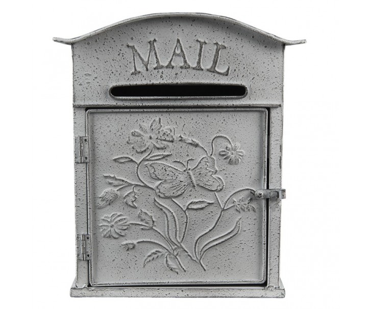 Světle šedá retro poštovní schránka Mail - 26*10*31 cm Clayre & Eef
