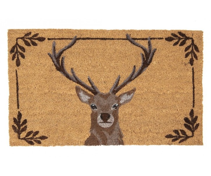 Kokosová rohožka s jelenem Cosy Lodge - 75*45*1 cm Clayre & Eef