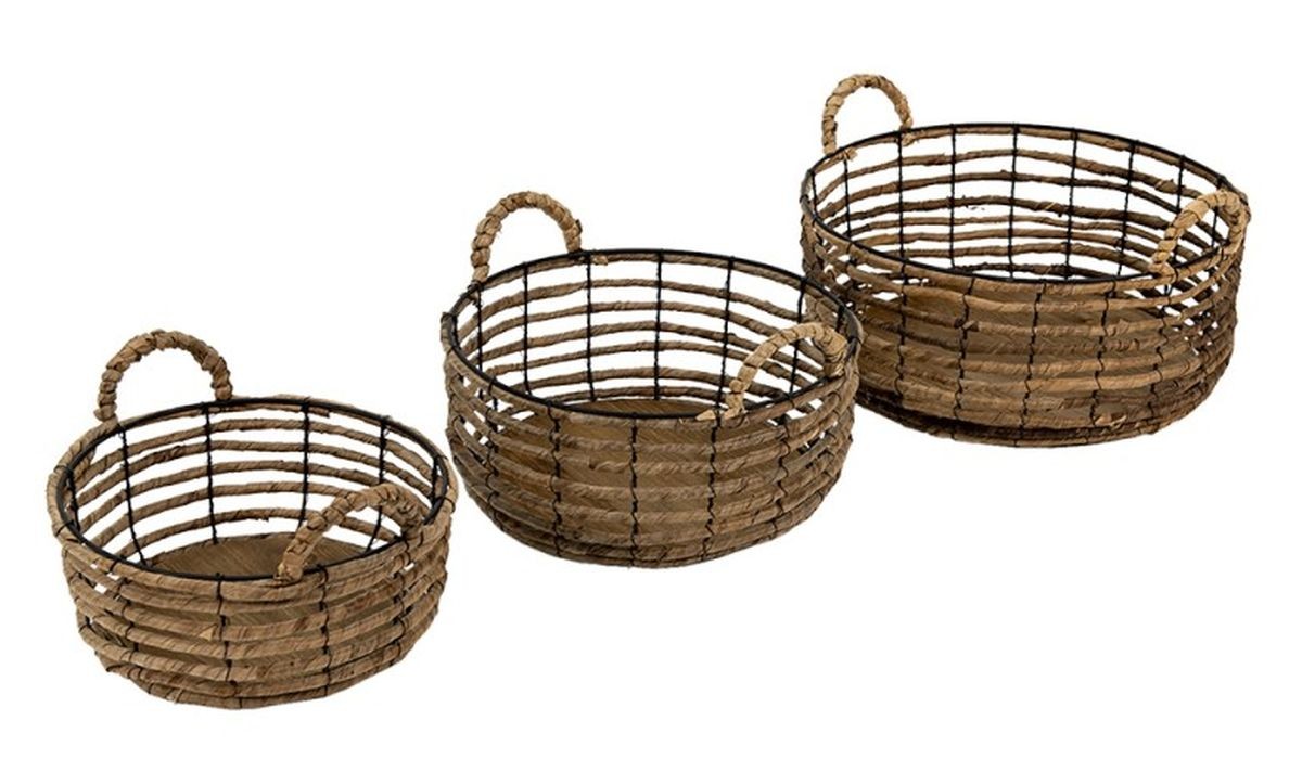 Drátěné obmotané úložné koše s uchy Parien - Ø 39*15 / Ø 34*13 / Ø 29*11 cm