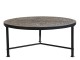 Kovový konferenční stůl s dřevěnou deskou s ornamenty - Ø 80*36cm Chic Antique