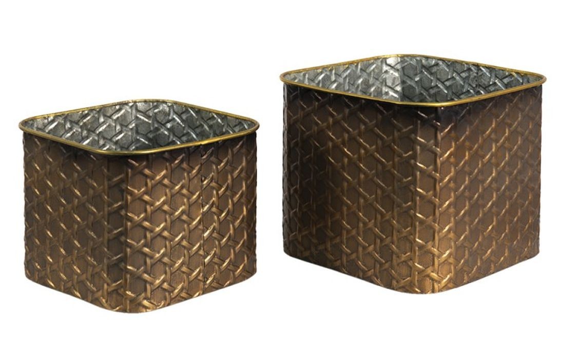 2ks zlatý antik dekorační obal na květináč - 20*20*17 / 18*18*14 cm