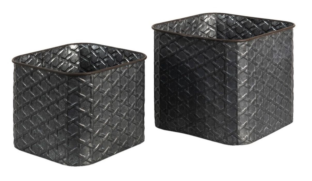 2ks zinkový antik dekorační obal na květináč - 20*20*17 / 18*18*14 cm