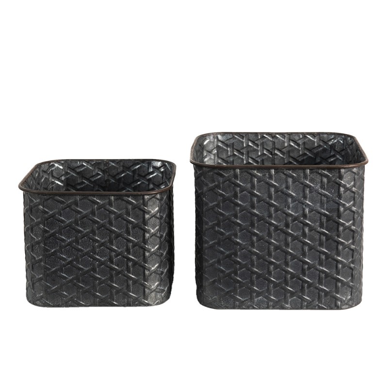 2ks zinkový antik dekorační obal na květináč - 20*20*17 / 18*18*14 cm Clayre & Eef 2ks zinkový antik dekorační obal na květináč - 20*20*17 / 18*18*14 cm Clayre & Eef