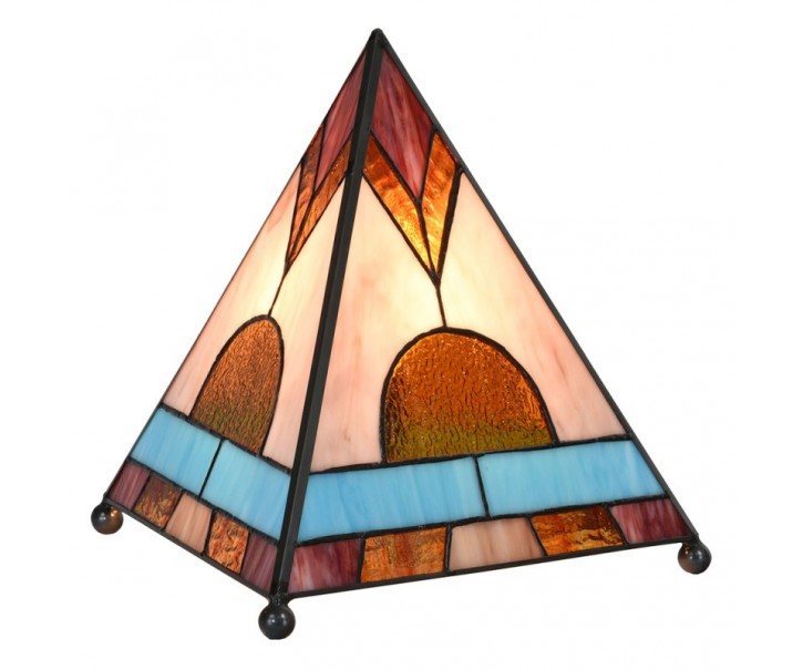 Stolní lampa Tiffany ve tvaru pyramidy - 26*26*30 cm Clayre & Eef