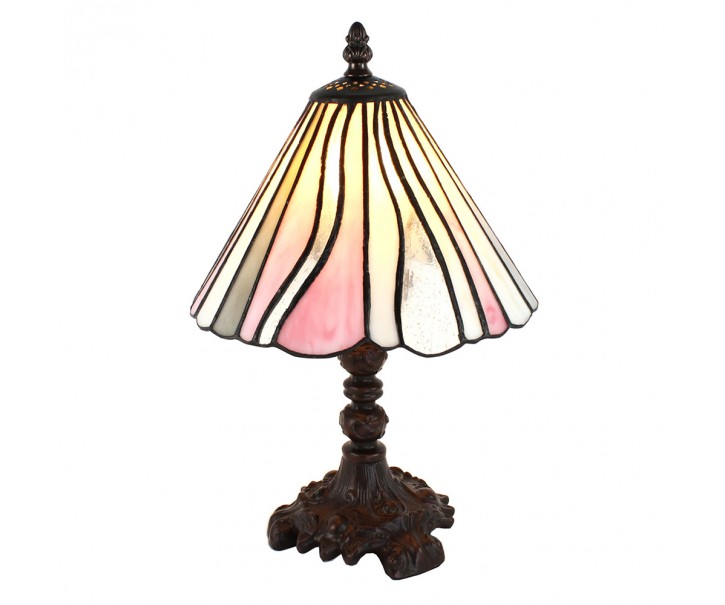 Béžovo-růžová stolní lampa Tiffany Tasia - Ø 20*34 cm E14/max 1*25W Clayre & Eef