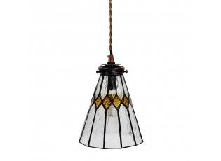 Závěsná Tiffany lampa žluté detaily YelloRhom - Ø 15*115 cm E14/max 1*25W