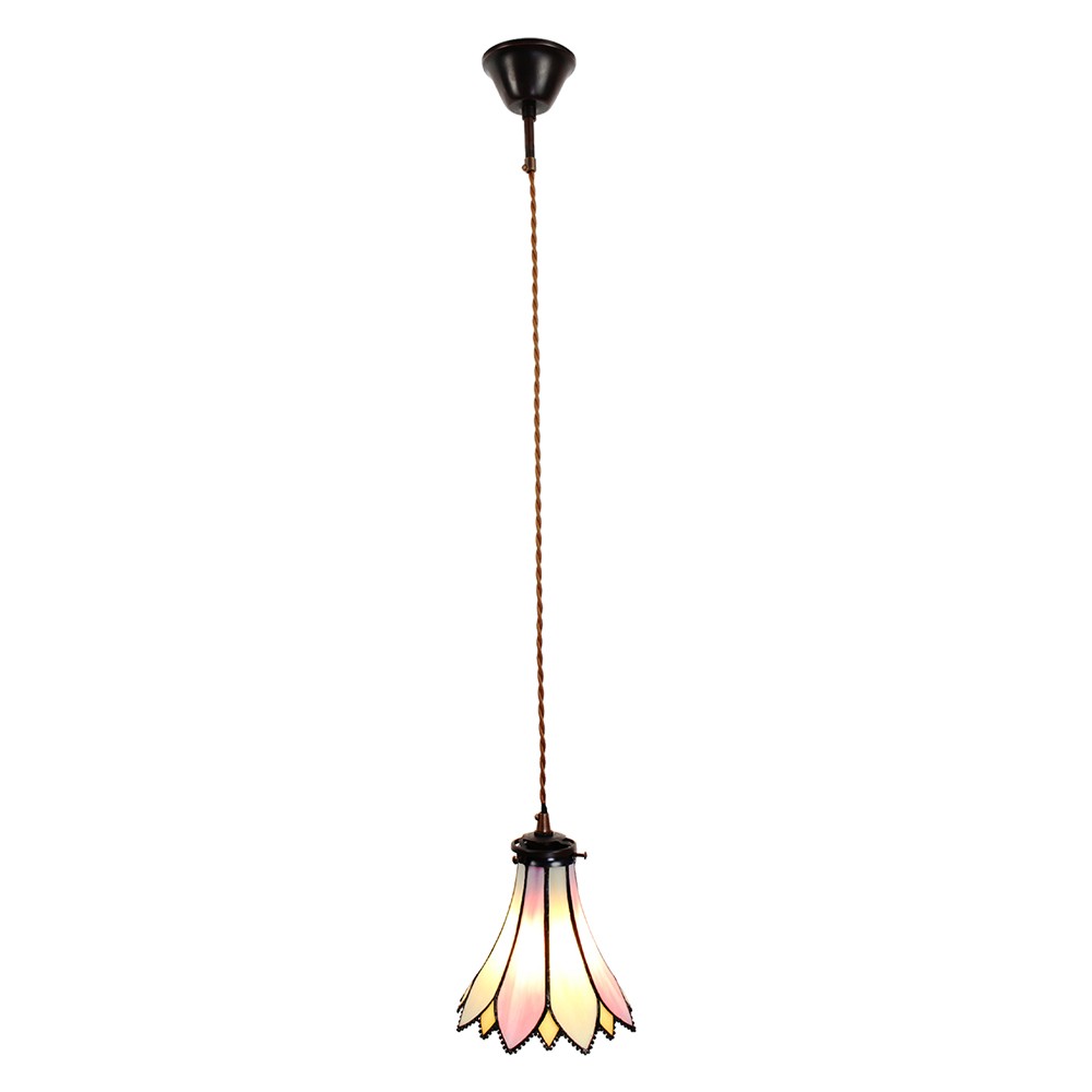 Závěsná lampa Tiffany Folwia pink - Ø 15*115 cm E14/max 1*25W Clayre & Eef Závěsná lampa Tiffany Folwia pink - Ø 15*115 cm E14/max 1*25W Clayre & Eef