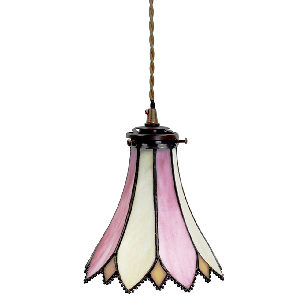 Závěsná lampa Tiffany Flower pink - Ø 15*115 cm E14/max 1*25W