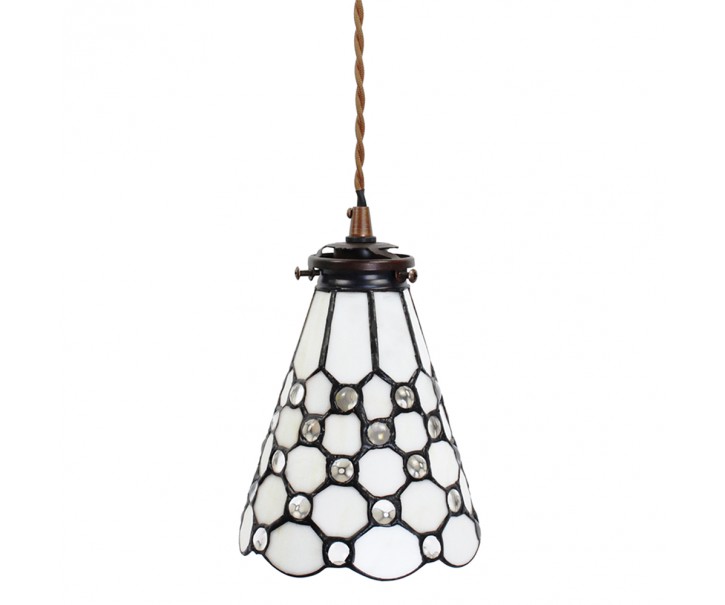 Závěsná Tiffany lampa kamínky TransparentEye - Ø 15*115 cm E14/max 1*25W Clayre & Eef