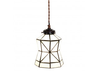 Bílá závěsná tiffany lampa Joanne - Ø 15*115 cm E14/max 1*25W