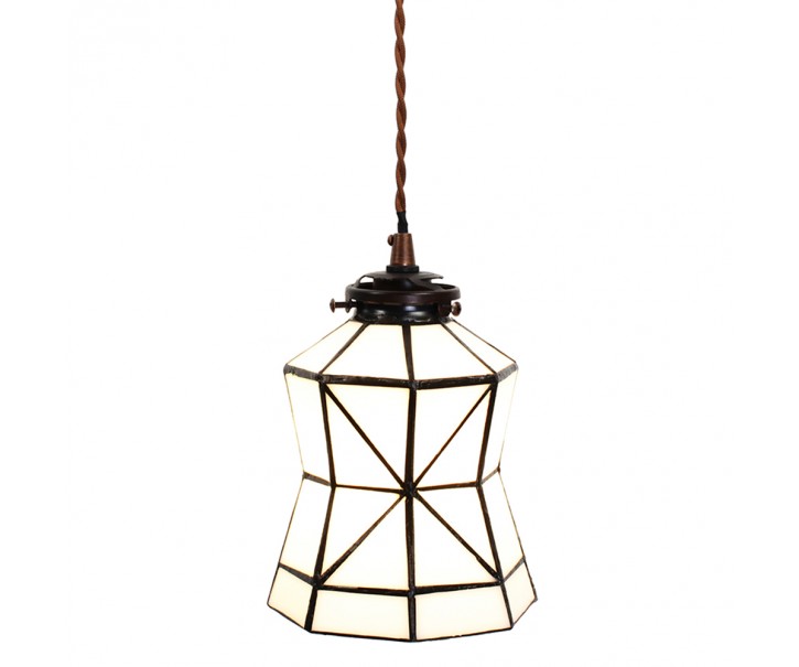 Bílá závěsná tiffany lampa Joanne - Ø 15*115 cm E14/max 1*25W Clayre & Eef