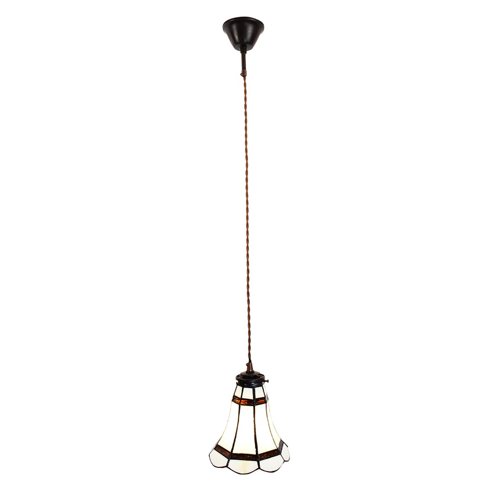 Stropní Tiffany lampa hnědé pruhy BrownLine - Ø 15*115 cm E14/max 1*25W Clayre & Eef Stropní Tiffany lampa hnědé pruhy BrownLine - Ø 15*115 cm E14/max 1*25W Clayre & Eef