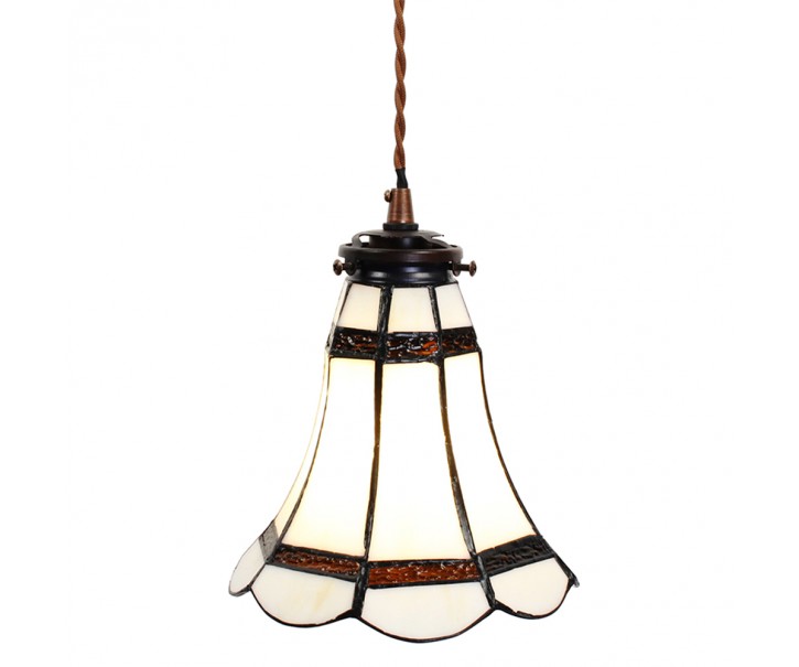 Stropní Tiffany lampa hnědé pruhy BrownLine - Ø 15*115 cm E14/max 1*25W Clayre & Eef