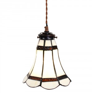 Stropní Tiffany lampa hnědé pruhy BrownLine - Ø 15*115 cm E14/max 1*25W