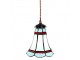 Modrá závěsná Tiffany lampa červené pruhy RedLine - Ø 15*115 cm E14/max 1*25W Clayre & Eef