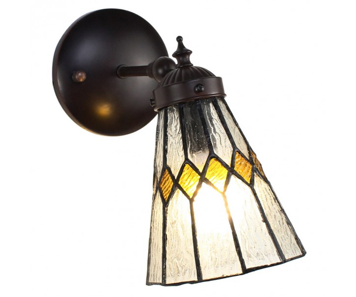 Nástěnná Tiffany lampa žluté detaily YelloRhom - 17*12*23 cm E14/max 1*40W Clayre & Eef
