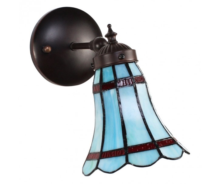 Modrá nástěnná Tiffany lampa červené pruhy RedLine - 17*12*23 cm E14/max 1*40W Clayre & Eef