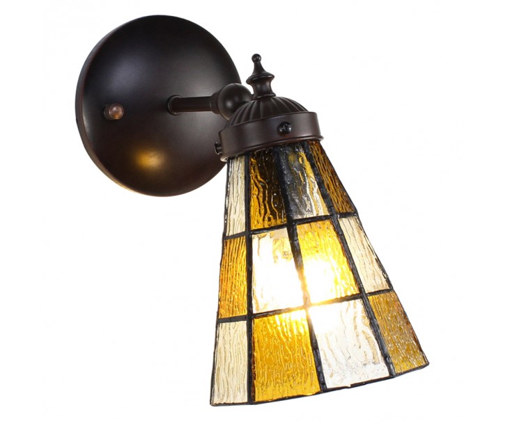 Závěsná Tiffany lampa se žlutými obdélníky Chessboa - 17*12*23 cm E14/max 1*40W Clayre & Eef