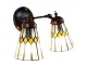 Nástěnná Tiffany lampa 2 stínidla žluté detaily Yello - 30*23*23 cm E14/max 2*25W Clayre & Eef