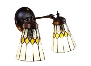 Nástěnná Tiffany lampa 2 stínidla žluté detaily YelloRhom - 30*23*23 cm E14/max 2*25W
