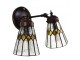 Nástěnná Tiffany lampa 2 stínidla žluté detaily Yello - 30*23*23 cm E14/max 2*25W Clayre & Eef