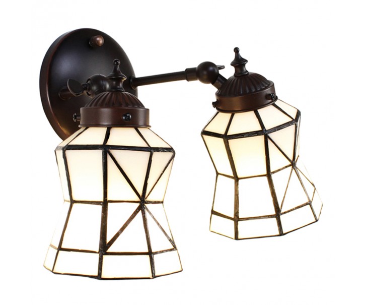 Nástěnná lampa Tiffany s bílými stínidly Joanne - 30*23*23 cm E14/max 2*25W Clayre & Eef