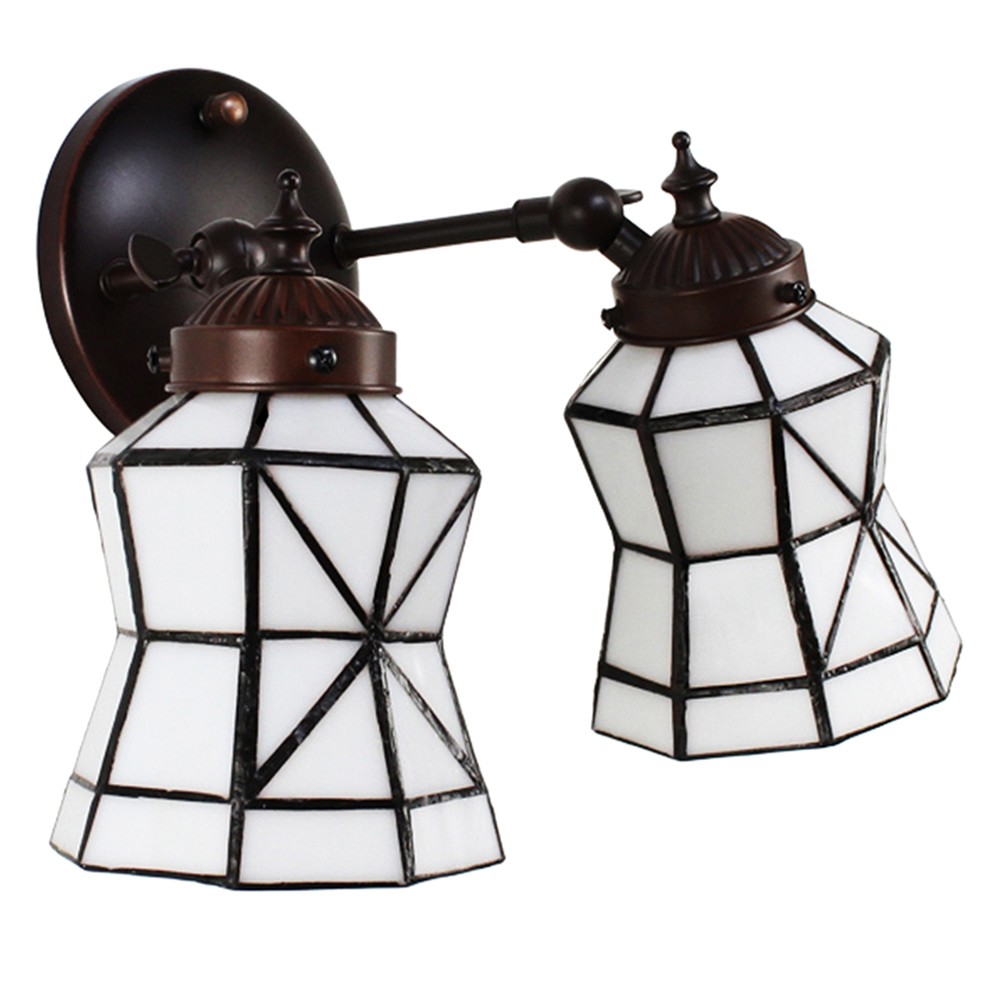 Nástěnná lampa Tiffany s bílými stínidly Joanne - 30*23*23 cm E14/max 2*25W Clayre & Eef Nástěnná lampa Tiffany s bílými stínidly Joanne - 30*23*23 cm E14/max 2*25W Clayre & Eef