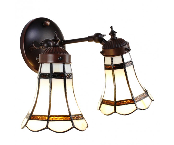 Nástěnná lampa Tiffany s bílými stínidly Ponnie - 30*23*23 cm E14/max 2*25W Clayre & Eef