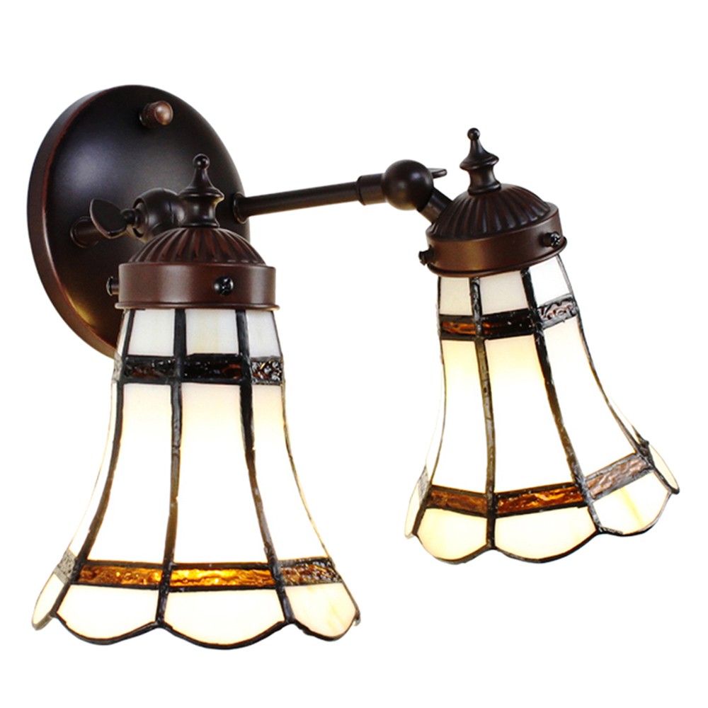 Nástěnná lampa Tiffany s bílými stínidly Ponnie - 30*23*23 cm E14/max 2*25W