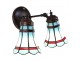 Nástěnná Tiffany lampa 2 stínidla červené pruhy RedLine - 30*23*23 cm E14/max 2*25W Clayre & Eef