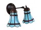 Nástěnná Tiffany lampa 2 stínidla červené pruhy RedLine - 30*23*23 cm E14/max 2*25W Clayre & Eef