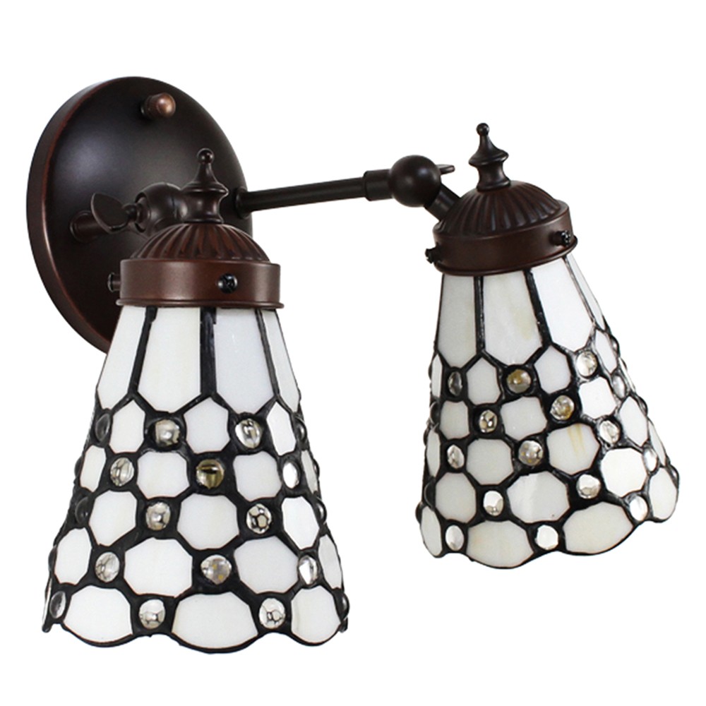 Nástěnná lampa Tiffany s bílými stínidly Panne - 30*23*23 cm E14/max 2*25W Clayre & Eef Nástěnná lampa Tiffany s bílými stínidly Panne - 30*23*23 cm E14/max 2*25W Clayre & Eef
