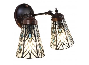 Nástěnná Tiffany lampa 2 stínidla modré kamínky BlueEye - 30*23*23 cm E14/max 2*25W
