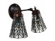 Nástěnná Tiffany lampa 2 stínidla modré kamínky BlueEye - 30*23*23 cm E14/max 2*25W Clayre & Eef