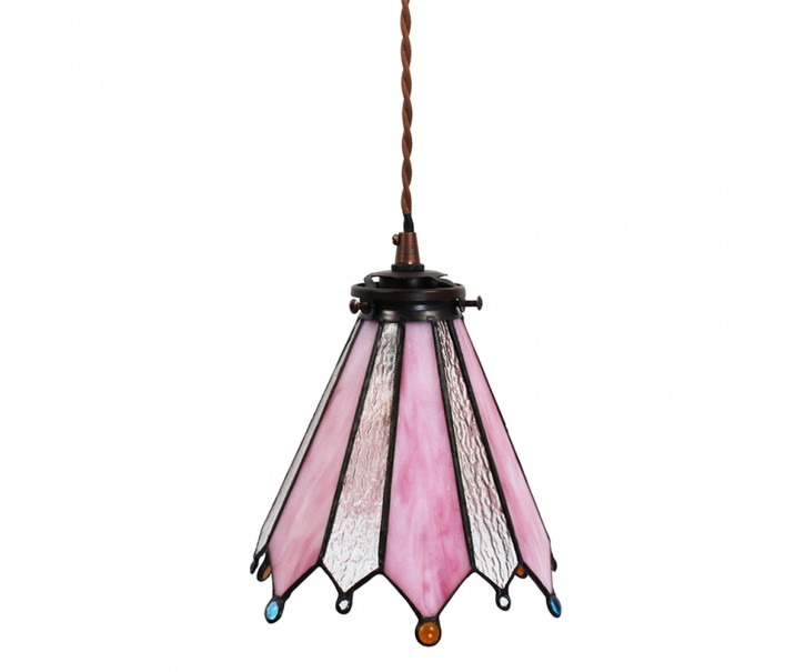 Závěsná lampa Tiffany Flowerbell pink - 18*15*115 cm E14/max 1*25W Clayre & Eef