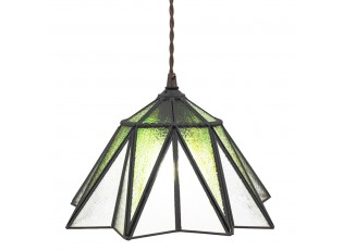 Zelený závěsný Tiffany lustr ve tvaru květu Hiede - Ø 31*107 cm E27/max 1*40W