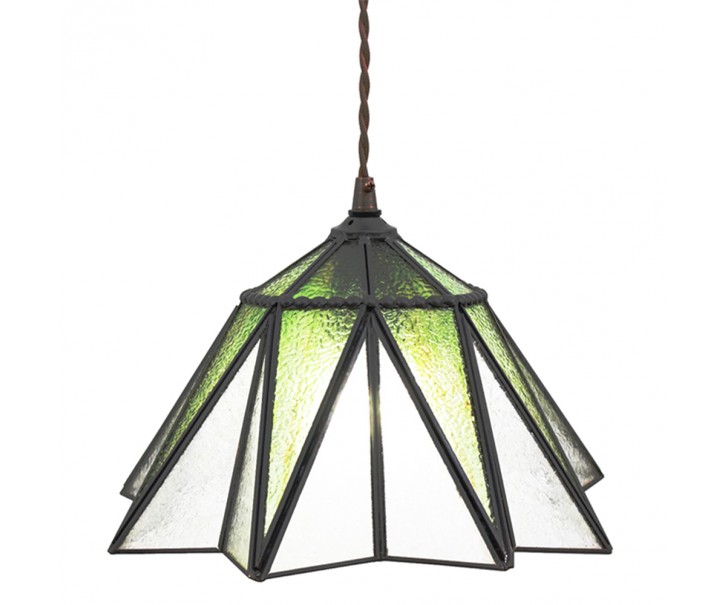 Zelený závěsný Tiffany lustr ve tvaru květu Hiede - Ø 31*107 cm E27/max 1*40W Clayre & Eef