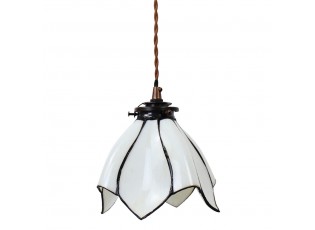 Bílá závěsná Tiffany lampa ve tvaru květu Folwia - Ø18*115 cm E14/max 1*25W