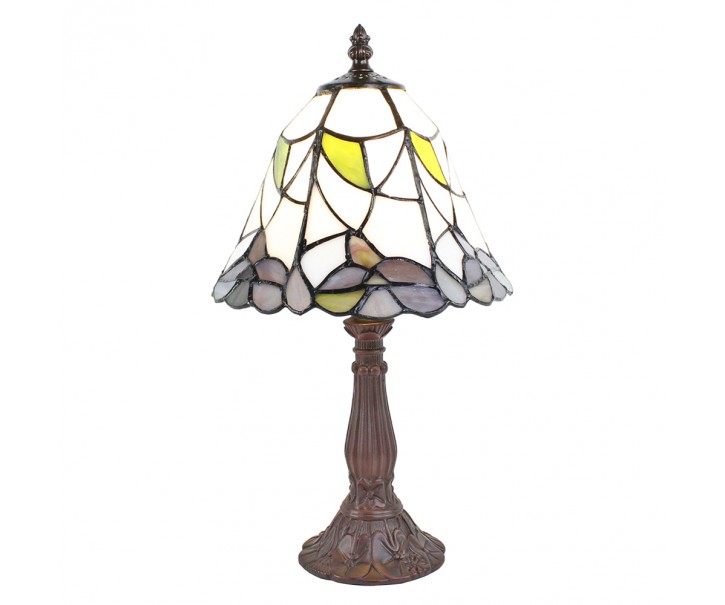 Stolní lampa Tiffany se zdobenou nohou Pinia - Ø 20*34 cm E14/max 1*25W Clayre & Eef