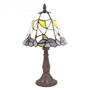 Stolní lampa Tiffany se zdobenou nohou Pinia - Ø 20*34 cm E14/max 1*25W