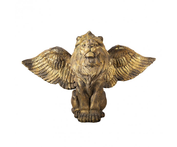 Zlatá antik dekorace socha lev s křídly Lion Gold - 100*50*62 cm Clayre & Eef